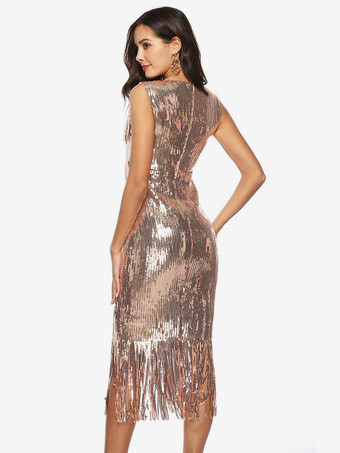 Faschingskostüm 20er Jahre Kleid Charleston Kleid für Damen Polyester mit Fransen Vintage Kleid Karneval Kostüm