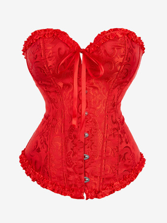 レッド ビスチェ，２点セット　T-バック＆ビスチェ　レース付き 下着 バストアップ 新作 セクシー 編み上げタイプ コルセット ハロウィン　コスプレ　コスチューム　
