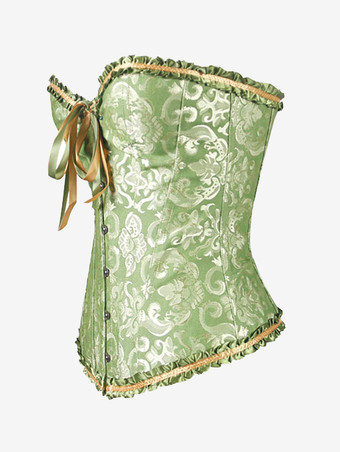 ビスチェ　新作　編み上げタイプ　グリーン　２点セット　T-バック付き