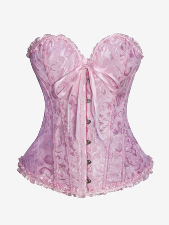 rose Corset de mariée blanc en jacquard avec ceinture de maintien au niveau du buste