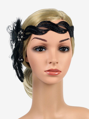羽毛フラッパーヘッドピース1920年代のグレートギャツビーヘッドバンド女性レトロヘアアクセサリーハロウィーン