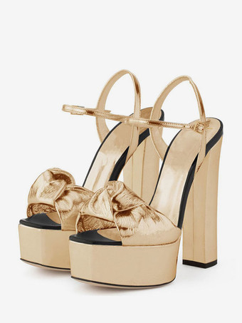 Sandalias de plataforma con tacón grueso anudadas para mujer Zapatos de fiesta