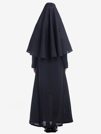 ハロウィンコスチューム女性の修道女ツートンカラーフード黒い服ハロウィーンホリデーコスチューム