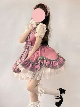 スウィートロリータドレス ポリエステル 半袖ドレス