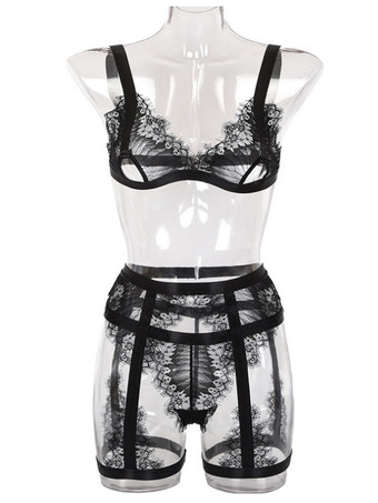 セクシーなベビードール ブラック シアー レース ホット ランジェリー