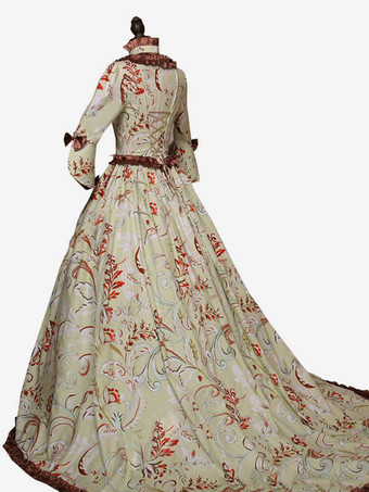 ライトブラウンのレトロな衣装フリル ポリエステル ドレス女性のレトロなマリー ・ アントワ ネット衣装チュニック古着