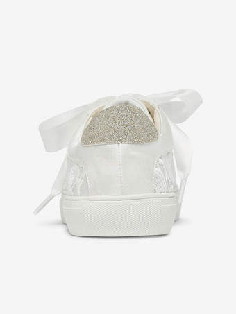 女性の結婚式の靴キャンバス ラウンド トゥ フラット ブライダル スニーカー シューズ