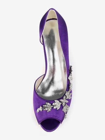 白いウェディングシューズスパンコールラインストーンのぞき見つま先子猫ヒールブライダルシューズウェディングゲストシューズ