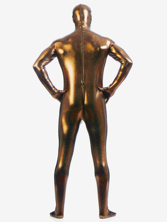 メタリック全身タイツ　ブラウン　ジャンプスーツ　大人用　 ハロウィン