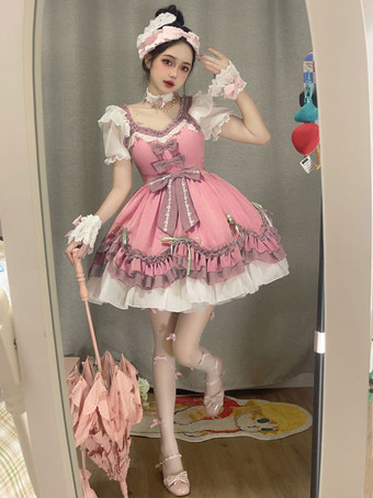 スウィートロリータドレス ポリエステル 半袖ドレス