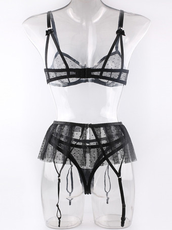 ランジェリー ブラジャー ブラジャー 女性用 ホワイト ポリエステル レース 3ピース セクシー ホット 下着