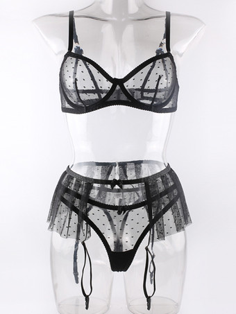 ランジェリー ブラジャー ブラジャー 女性用 ホワイト ポリエステル レース 3ピース セクシー ホット 下着