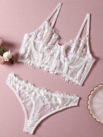 女性のブラジャー黒花柄レース 2 ピース ランジェリー ブラジャー