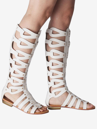 グラディエーターサンダル　無地　オープントゥ　PU　女の子用　快適　カジュアル　フラットヒール　