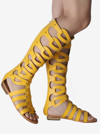 グラディエーターサンダル　無地　オープントゥ　PU　女の子用　快適　カジュアル　フラットヒール　