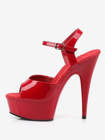 女性のためのセクシーなサンダルPUレザーのぞき見つま先のモンクストラップのセクシーな靴