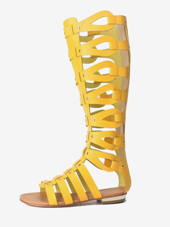 グラディエーターサンダル　無地　オープントゥ　PU　女の子用　快適　カジュアル　フラットヒール　