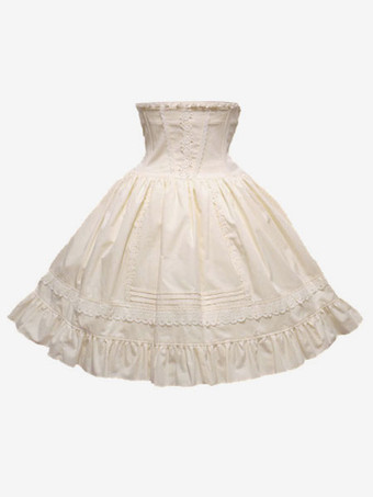 Falda de Lolita de 100%  Algodón de dos tonos con volante fruncido gótica