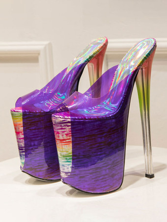 ハイヒールのセクシーなサンダル赤PUレザーのぞき見つま先レーザーセクシーな靴 ポールダンスシューズ