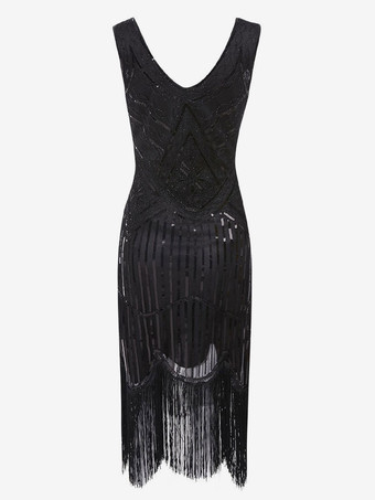 1920 年代のファッションスタイルの衣装フラッパードレスグリーンフリンジスパンコールグレートギャツビー V ネック衣装レトロ 20 s パーティードレス バーガンディ