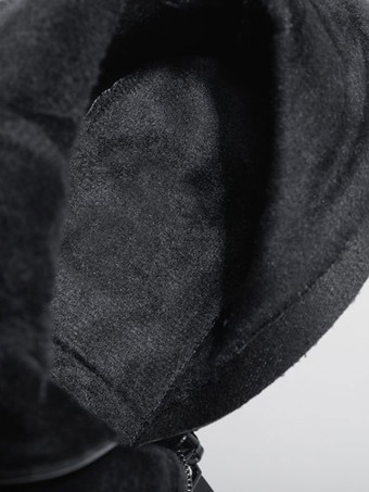 女性のニーハイ ブーツ PU レザー レッド ラウンド トゥ ブライト レザー チャンキー ヒール ブーティ