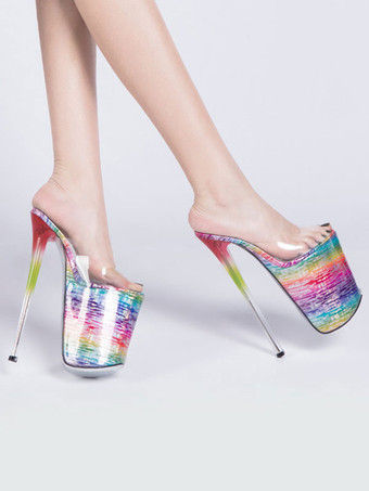 ハイヒールのセクシーなサンダル赤PUレザーのぞき見つま先レーザーセクシーな靴 ポールダンスシューズ