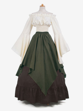 ハンターグリーン 中世 ドレス 女性用 プリンセス 貴族ドレス レッド 長袖 中世風 マルディグラ レトロ ヨーロッパ 宮廷風 中世 ドレス・貴族ドレス バーガンディ