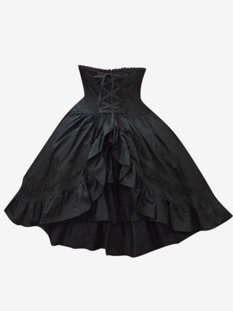 ゴスロリ　クラシック　ロリータスカートSK　コットン　フリルアイドル衣装　ツートン　ハイウェスト　ロリータスカート　アイドル衣装