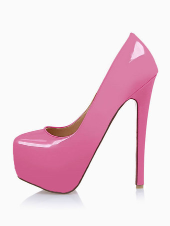ピンク パンプス 厚底 プラットフォーム ホワイト ピンヒール PU 16cm シューズ パテントレザー ウエディング レディース靴 パーティー キャバ イベント フォーマル