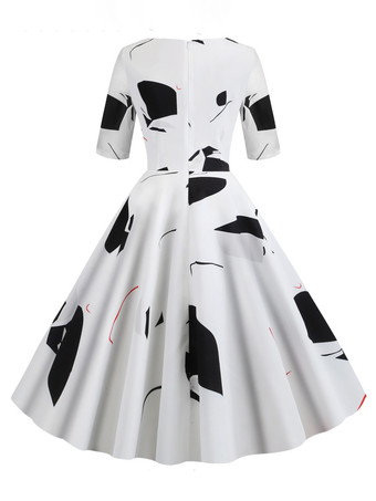 ヴィンテージ グラマー ドレス ブラック 1950 年代 オードリー ヘップバーン スタイル 花柄 レイヤード ハーフスリーブ スウィートハートネック ミディアム ロカビリー ドレス