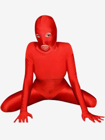 Red and Black Two Tone Zentai Suit Full Body Lycra Spandex