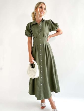 Hunter green outlet shirt dress