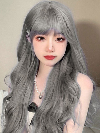 スイートロリータ ウィッグ ロング 耐熱ファイバー ブルー グレー ロリータ アクセサリー