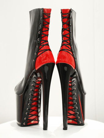 Pole Dance Shoes Women Ankle Boots Sequined Cloth Black Zipper Open Toe High Platform High Heel Boots