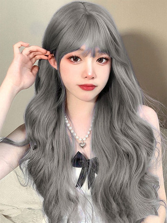 スイートロリータ ウィッグ ロング 耐熱ファイバー ブルー グレー ロリータ アクセサリー