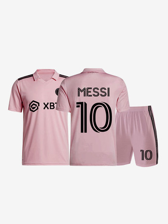 サッカー ジャージ 番号 10 MESSI メンズ 3ピース 半袖 ピンク スポーツウェア 大人と子供用