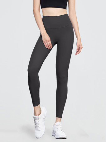 ダークグレー カットフリー ヨガ レギンス ハイウエスト ライクラ ランニング スポーツ バイカー パンツ