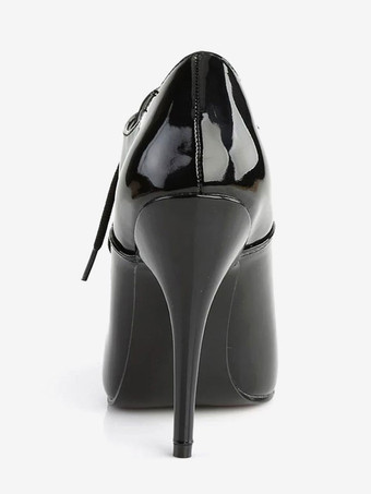 Frauen reizvoller Absatz Schwarz Spitzschuh Paillette Spitze Krawatte Sexy Schuhe Poledance Schuhe