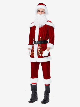レッド サンタコスプレ衣装 レッド 大人用 ポリエステル トップス 帽子 グローブ サッシュベルト マント パンツ コスチューム コスチューム ホリデーコスチューム