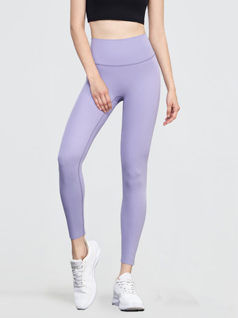 ラベンダーカラーカットフリー ヨガ レギンス ハイウエスト ライクラ ランニング スポーツ バイカー パンツ