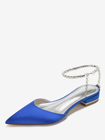 Bleu royalChaussures de Mariage Plate Femme avec Bout Pointu en Paillette Unicolore