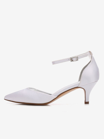 靴　花嫁用　ポインテッドトゥ　キトンヒール　エレガント　シルクとサテン　