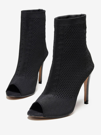 Mujer Peep Toe Stilettos Botines Negro
