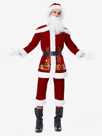 サンタコスプレ衣装 レッド 大人用 ポリエステル トップス 帽子 グローブ サッシュベルト マント パンツ コスチューム コスチューム ホリデーコスチューム