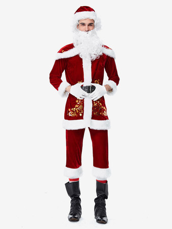 サンタコスプレ衣装 レッド 大人用 ポリエステル トップス 帽子 グローブ サッシュベルト マント パンツ コスチューム コスチューム ホリデーコスチューム