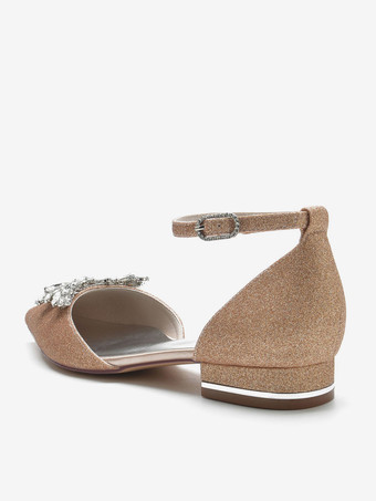 Scarpe da sposa da donna Strass Paillettes Stoffa a punta Scarpe da sposa piatte