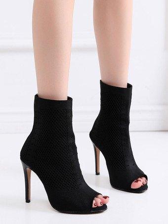 Mujer Peep Toe Stilettos Botines Negro