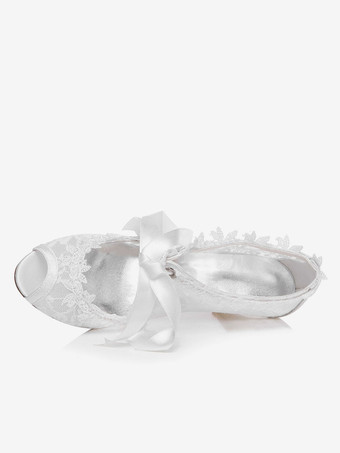 ブライダルシューズ　サンダル　パンプス　新作　美脚　結婚式　パーティー　ホワイト　ピープトゥ　キトンヒール　リボン　