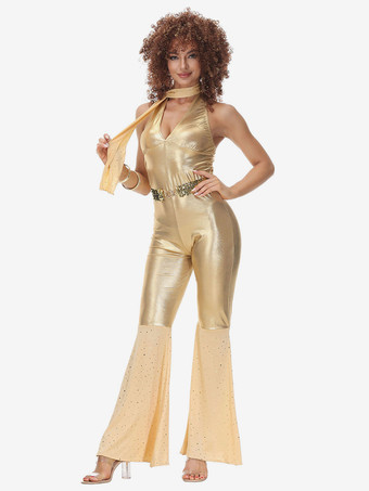 ゴールド 90 年代レトロ コスチューム ヒップ ポップ ジャンプスーツ コスチューム 衣装