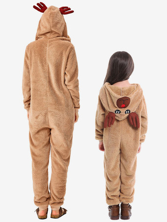 トナカイ 大人用 着ぐるみ パジャマ ワンジー クリスマス コスチューム 肌色 ポリエステル 男女兼用 子供用 イベント